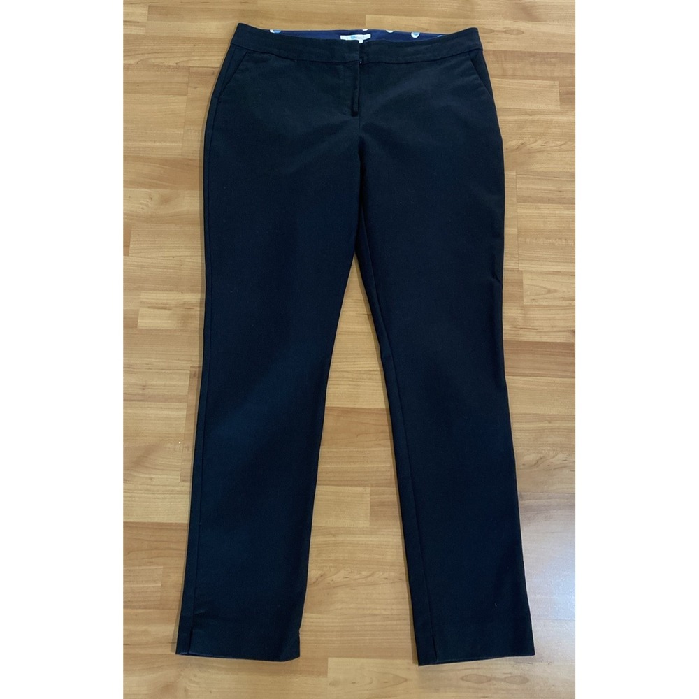 Boden Cotton Blend Black Pants Size 12 L Preppy Classic Pockets Straight Leg